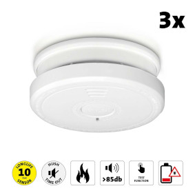 Smoke detector with hush button 3-pack White